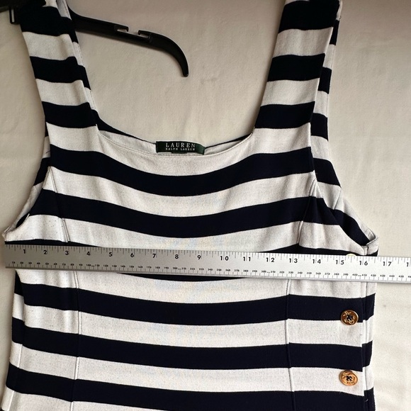 Ralph Lauren Navy White Nautical Stripes Sleeveless Dress with Gold Tone Buttons - Picture 7 of 9